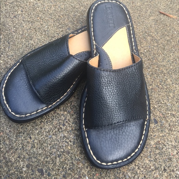 born black leather sandals